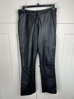 Vintage Harold’s Black Leather Pants Size 12 Straight Leg High Rise 90s